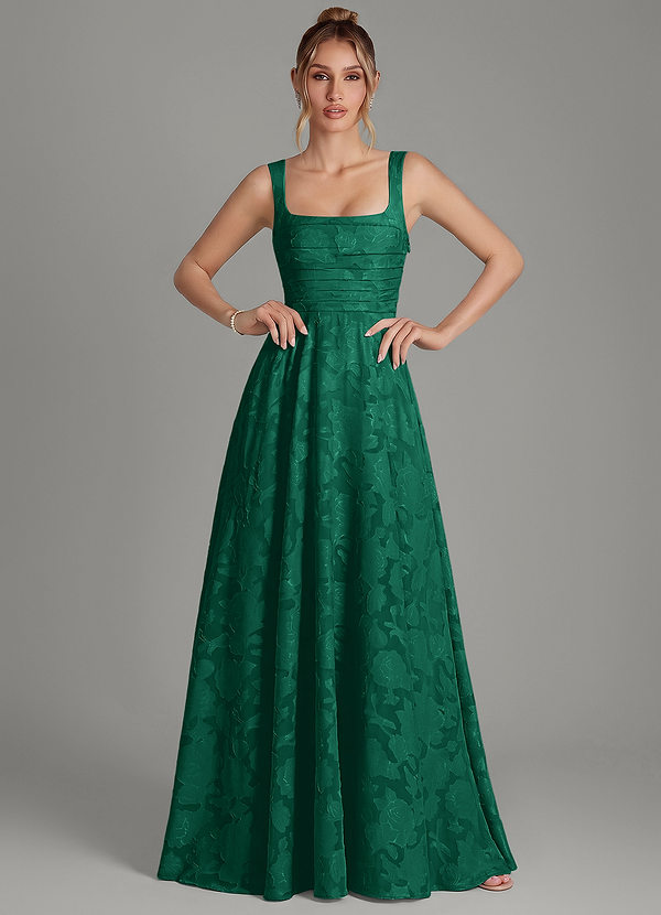 Azazie Azaria Brautjungfernkleider A-Linie Korsett Blumen-Burnout Kleid Smaragd image1