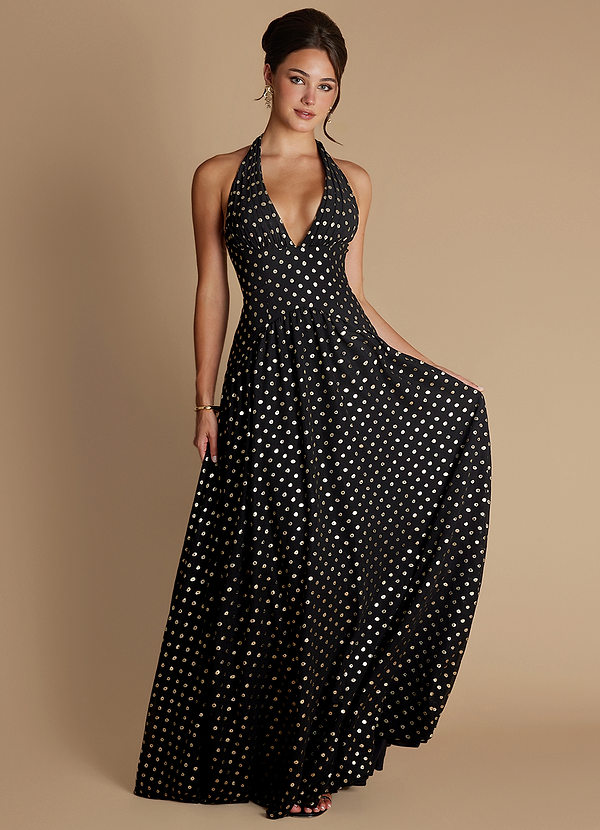 Abito Maxi Pois Neri E Oro Jennie image1