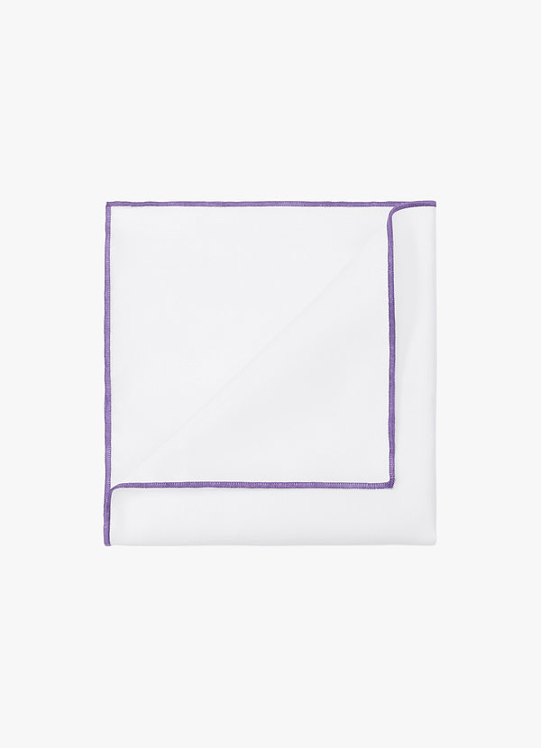 front White Matte Satin Pocket Square with Colored Edge