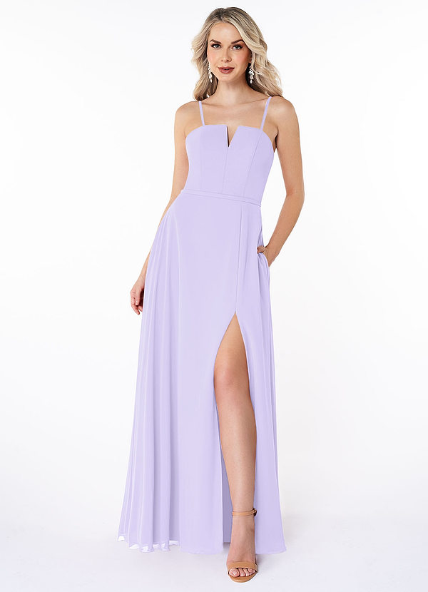Azazie Janneth Bridesmaid Dresses A-Line Chiffon Floor-Length Dress with Pockets image1