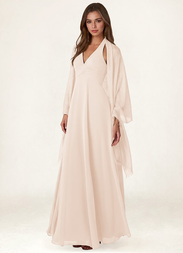 front Azazie Soft Wool Blend Textured Frayed Edge Shawl