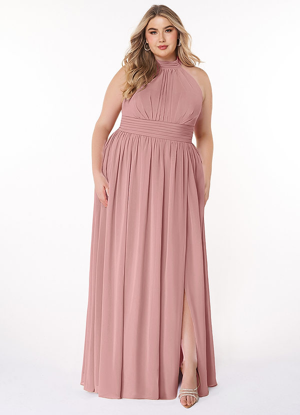 Azazie Iman Bridesmaid Dresses Dusty Rose A-Line A-Line Ruched Chiffon Dress image1