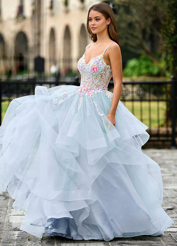 Goartrume Sky Blue Mermaid Tulle Prom Dress image1
