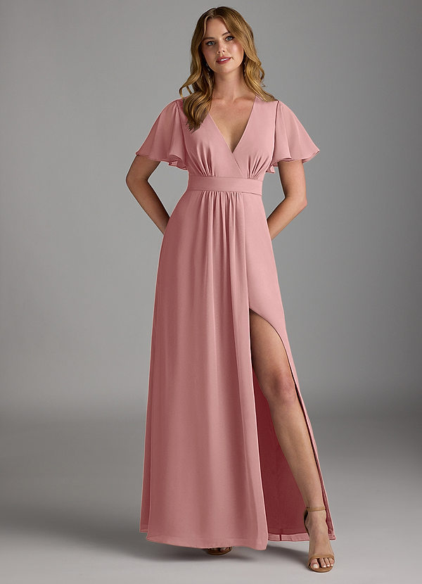 Azazie Zaniah Bruidsmeisjes Jurken Jurk van Chiffon met A-Lijn Stoffige Roos image1