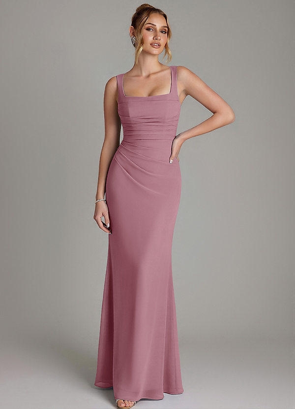 Azazie Agustina Bridesmaid Dresses Vintage Mauve Mermaid Corset Chiffon Dress image1