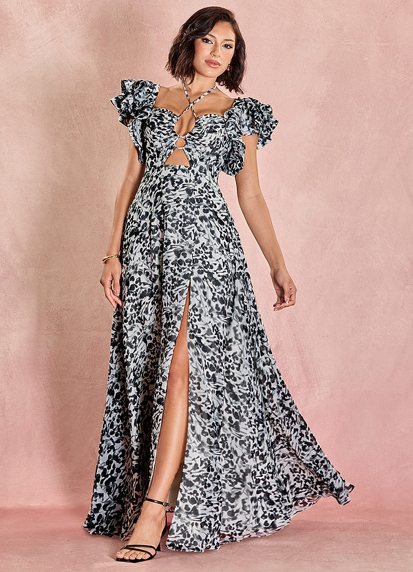 Maxi jurk Sasha Zwart Wit image1