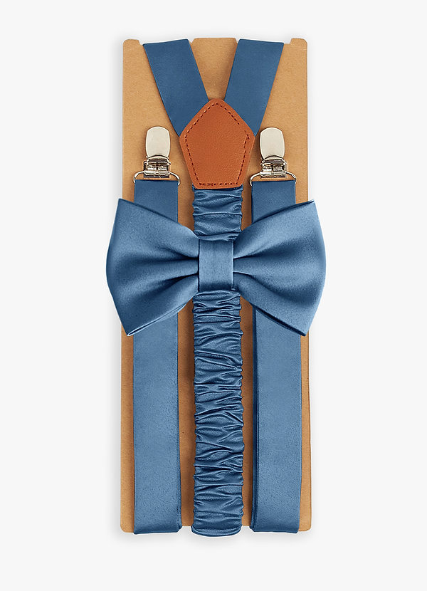 front Matching Matte Satin Bow Tie & Suspenders Set
