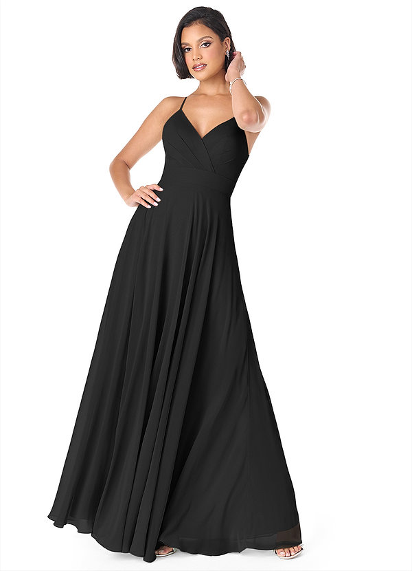 Avelina A-Line V-Neck Pleated Chiffon Dress