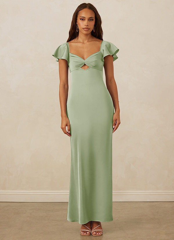 Christian Siriano Bridal for Azazie 1005 Brautjungfernkleider Flatterärmel Stretch-Satin Etuikleid image1