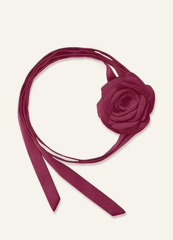 front Collar de cuerda con flor de rosa de gasa del mismo color