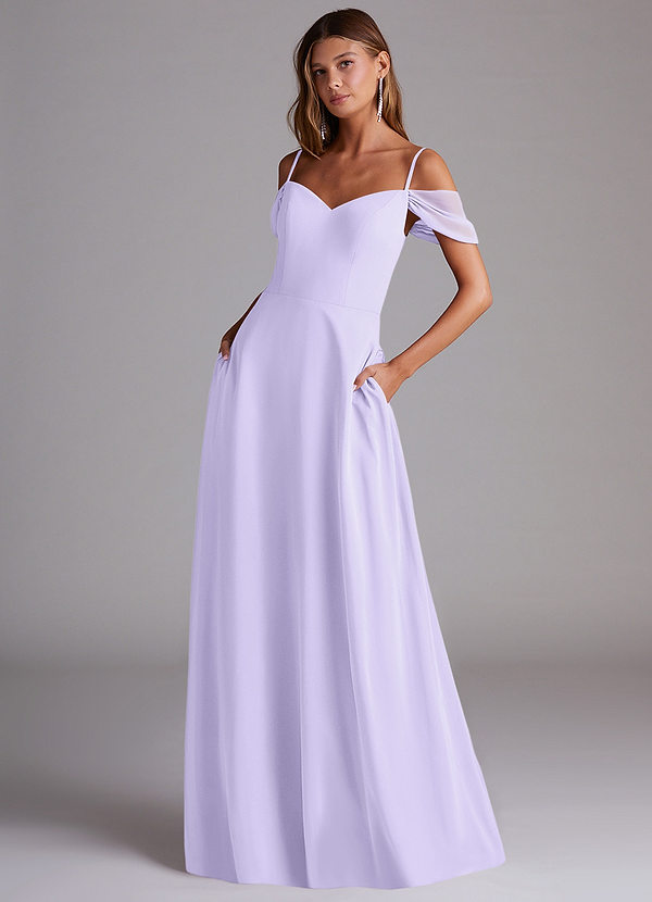 Azazie Marley Bridesmaid Dresses Lilac A-Line Off the Shoulder Chiffon Convertible Dress image1