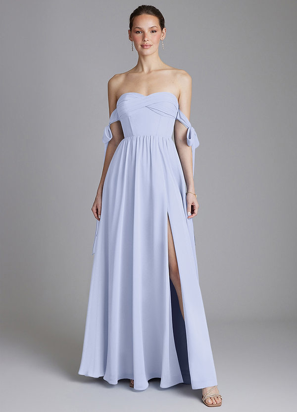 Azazie Ayanna Bridesmaid Dresses Lavender A-Line Off the Shoulder Chiffon Dress image1