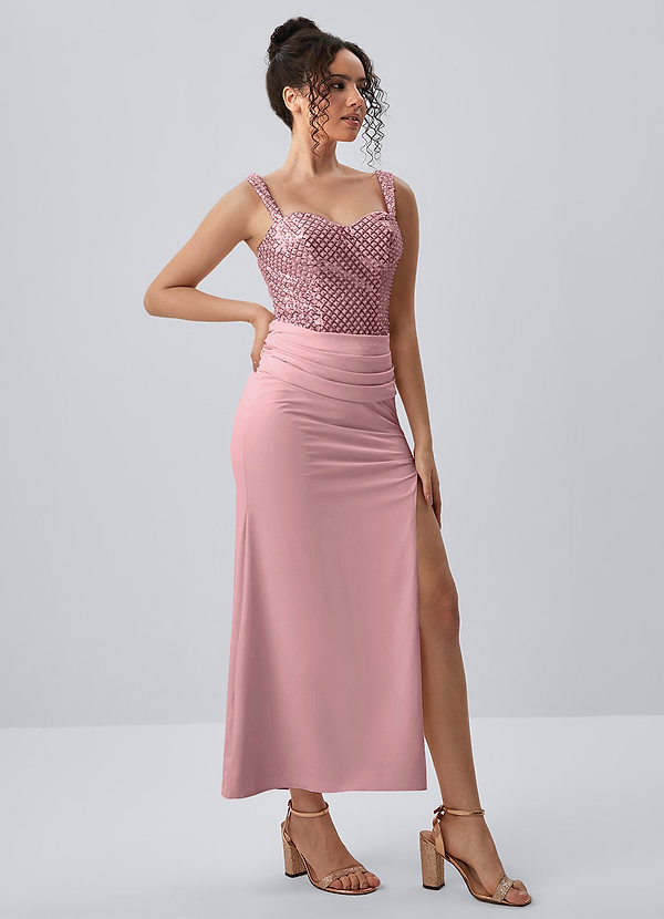 Ainrose Roz Prăfuit Rochie midi cu broderie și paiete image1