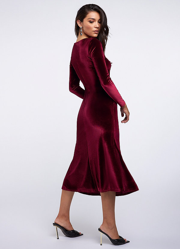 back Promise Of Forever Burgundy Velvet Maxi Dress
