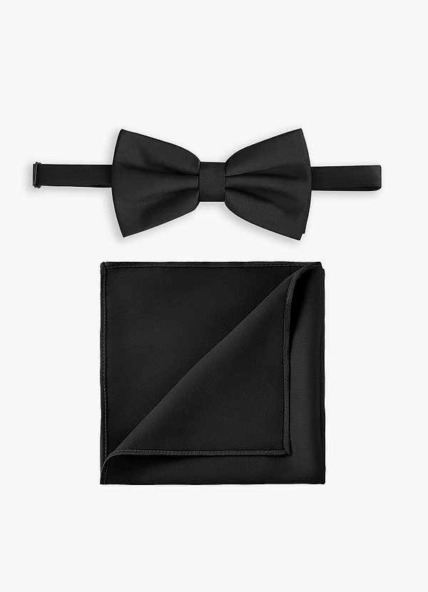 front Stretch Satin Bow Tie and Pocket Square Set
