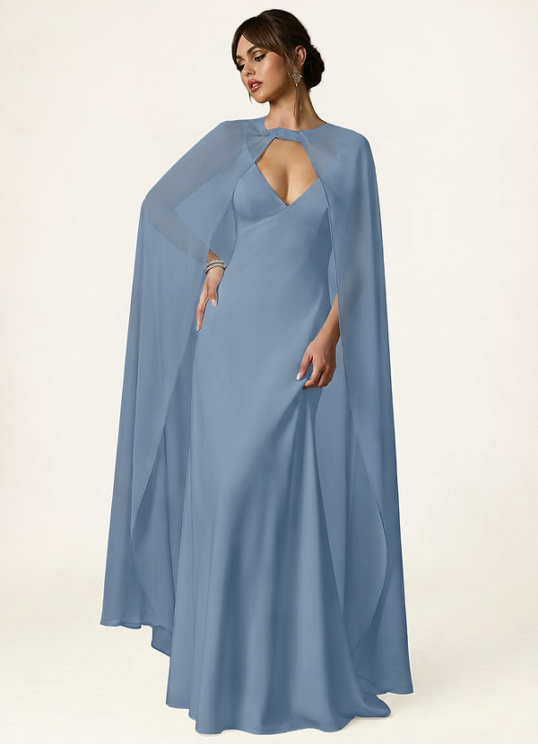 front Azazie Knot-Front Chiffon Long Cape