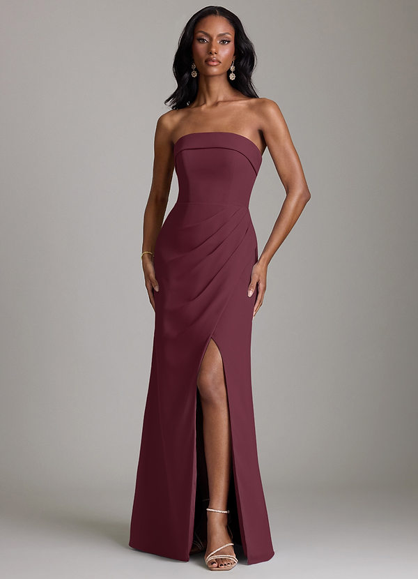 Azazie Aretha Brudepigekjoler En streg Stropløs Chiffon Gulv-længde Kjole image1