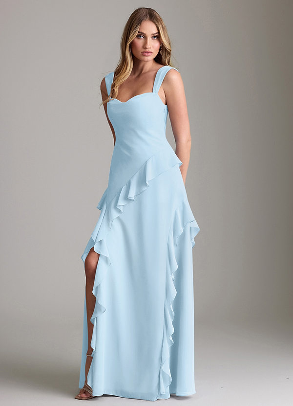 Azazie Sloane Bridesmaid Dresses Sky Blue A-Line Sweetheart Neckline Chiffon Dress image1