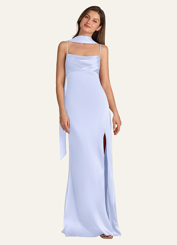 front Azazie Dopasowany kolor matowej satyny szalik