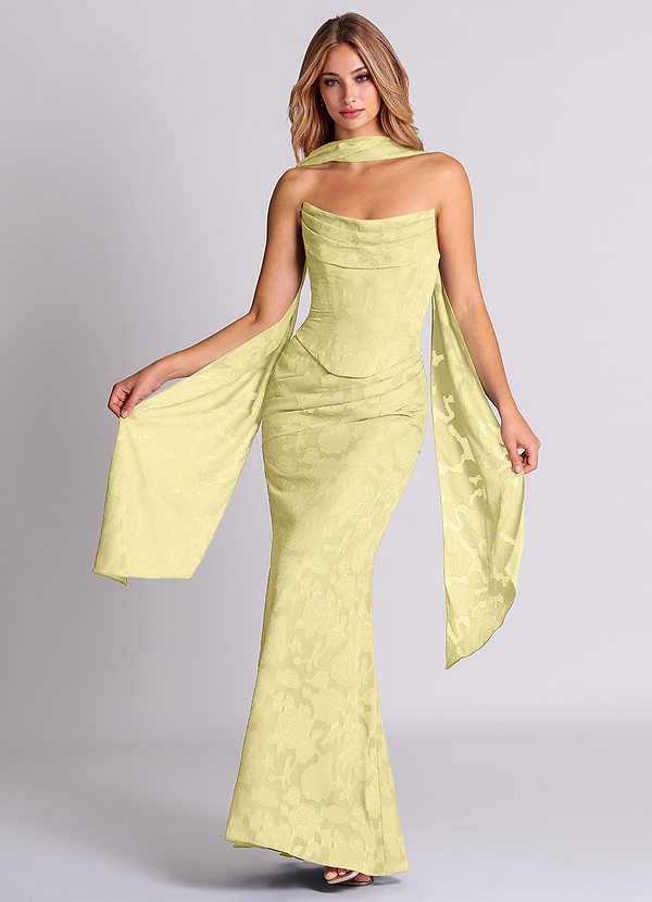 Azazie Sorrel Vestidos Dama de Honor Vestido de Sorbete De Limón de Devorado Floral de Corte Sirena Convertible con Corsé image1