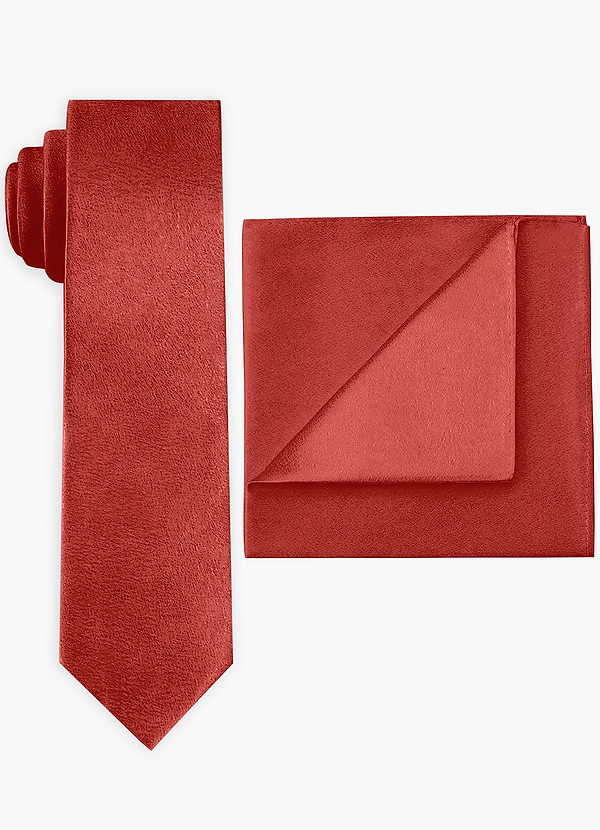 front Conjunto de gravata larga e lenço de bolso em cetim metálico