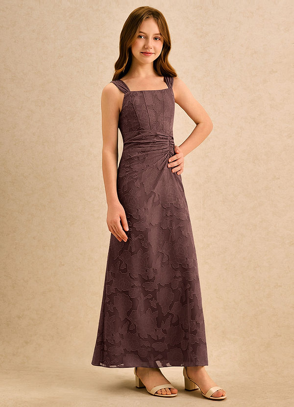 Azazie Brookie Girls Formal Vestidos de Niña de Flores Vestido de Expresado de Devorado Floral de Corte en A con Sin mangas image1