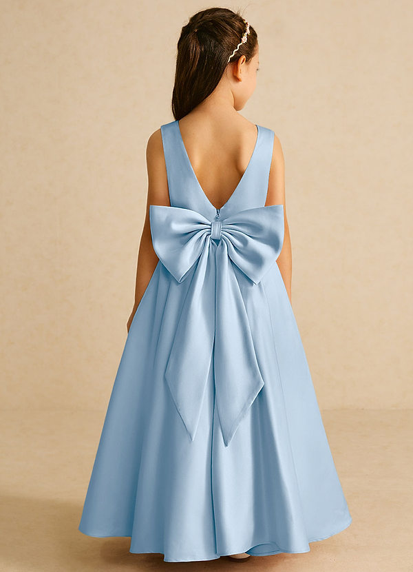 Azazie Pipsy Flower Girl Dresses Powder Blue A-Line Bow Matte Satin Dress image1