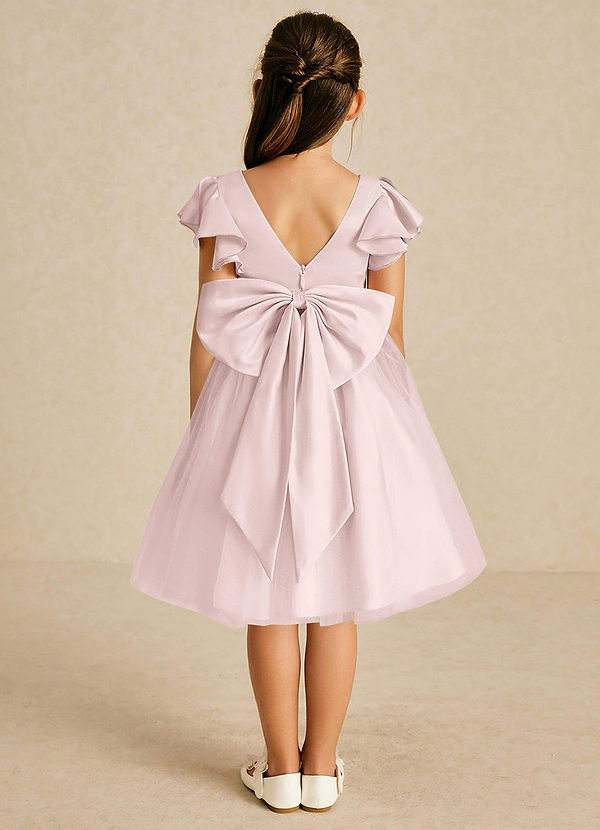 Azazie Kaeya Flower Girl Dresses Blushing Pink A-Line Bow Tulle Dress image1