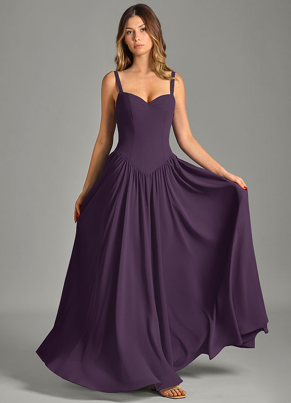 Azazie Evadina Suknie dla druhen Linia A Gorset Szyfon Do ziemi Sukienka image1