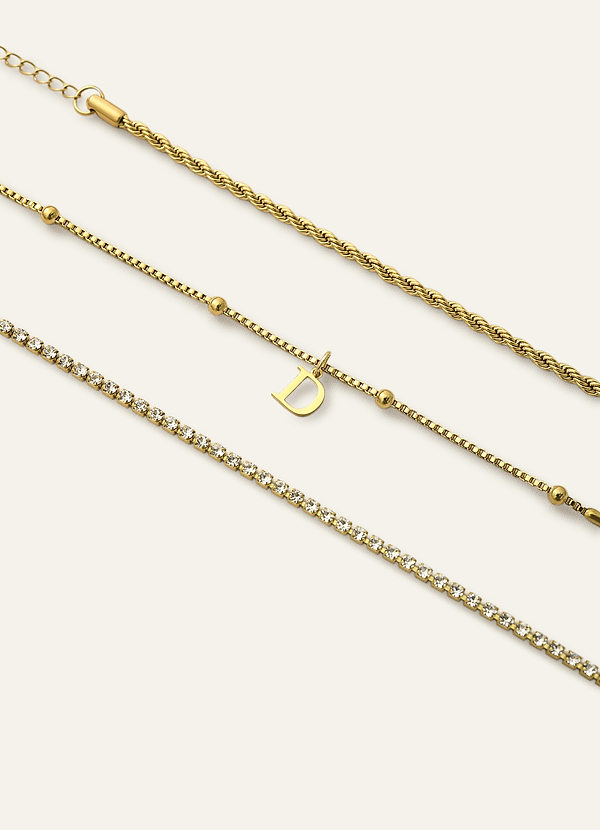 front Letter Zircon Bracelet Chain Set