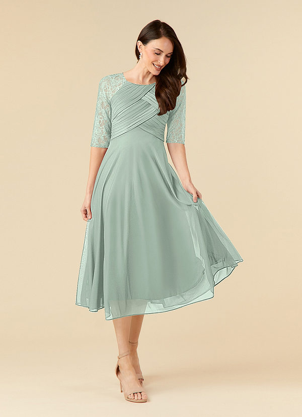 Azazie Gracelyn Mother of the Bride Dresses Agave A-Line Lace Dress image1