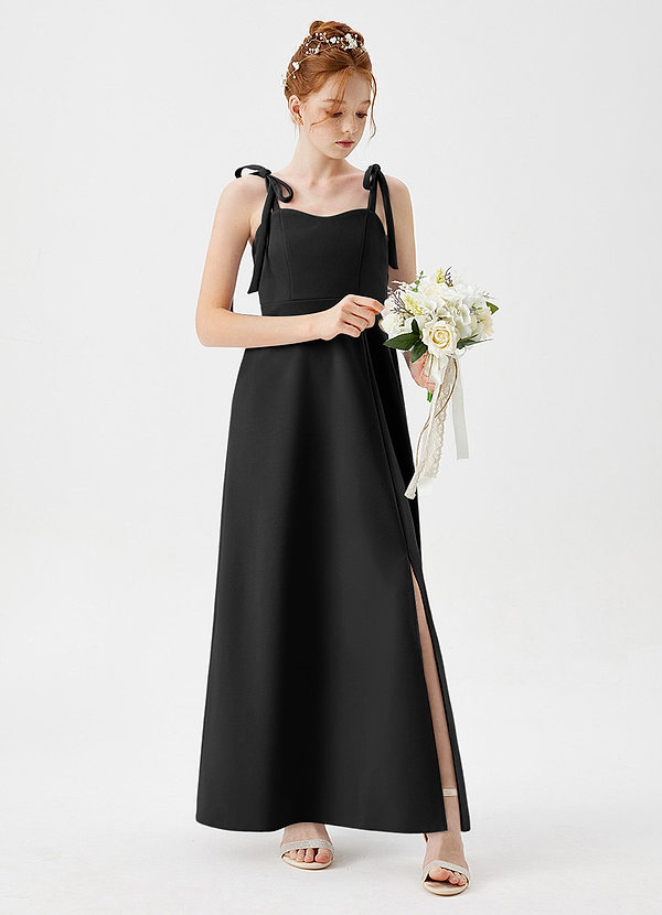 Azazie Rosey Junior Black A-Line Sweetheart Neckline Stretch Crepe Dress image1
