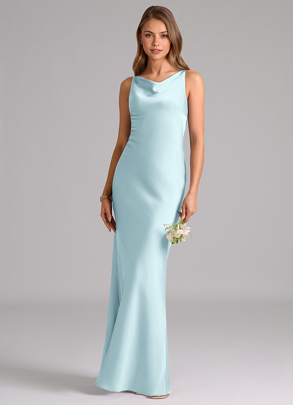 Azazie Allettie Brudtärneklänningar Klä av Sjöjungfru i Stretch Satin Molnblått image1