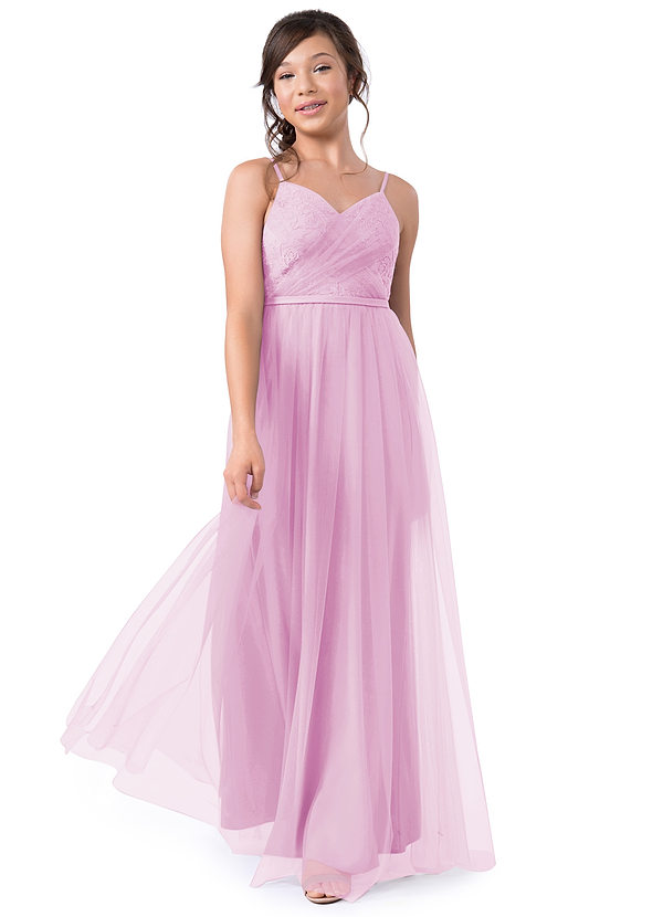 Los Vestidos AsiméTricos Para Damas De Honor Junior Con Escote En Forma De Cucharada Rosa Chicle main image 1