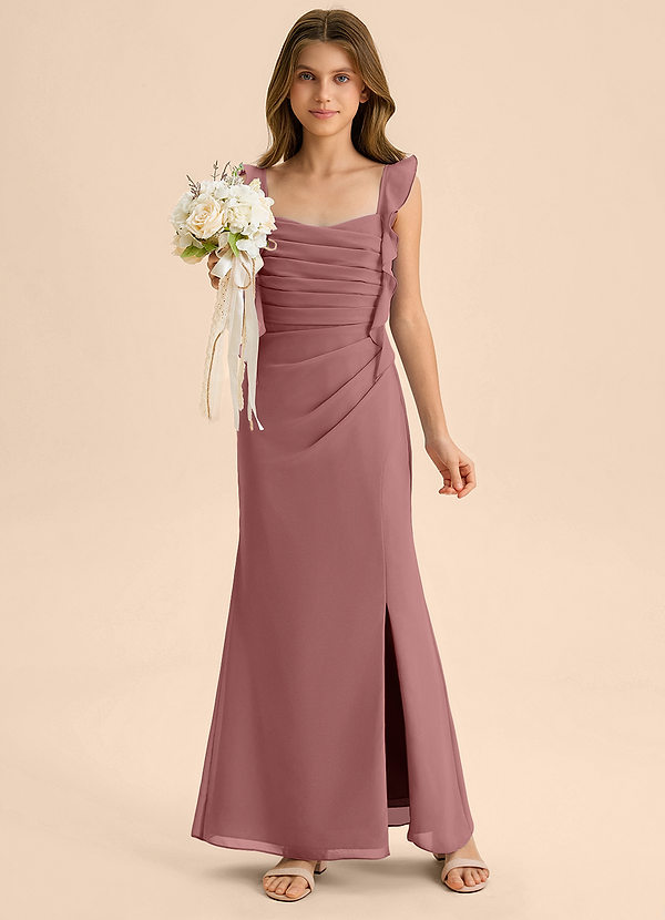 Azazie Jessamine Junior Desert Rose Mermaid Sweetheart Neckline Chiffon Dress image1