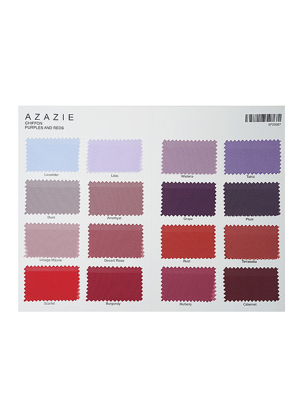 front Azazie Purples/Reds Chiffon Multi Color Swatch Card