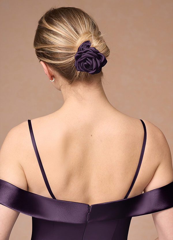 front Matching Color Matte Satin Rose Scrunchie