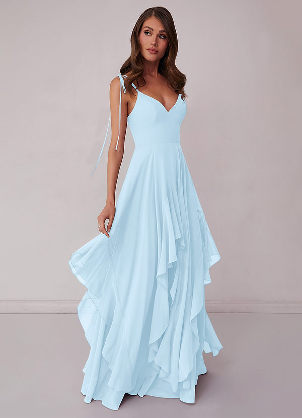 Barbie ♥ Azazie Bridesmaid Dresses V-neck Chiffon Tiered A-line Dress image1