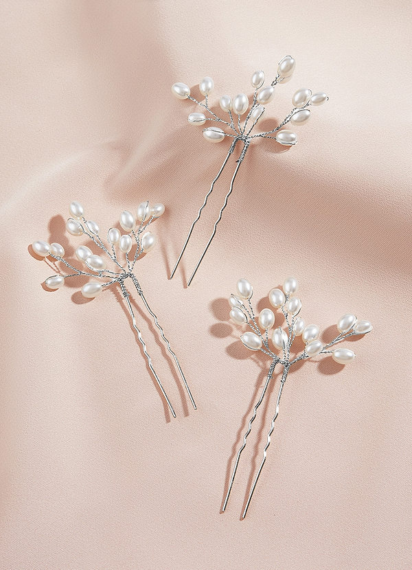 front Pearl Beaded Hairpin Set