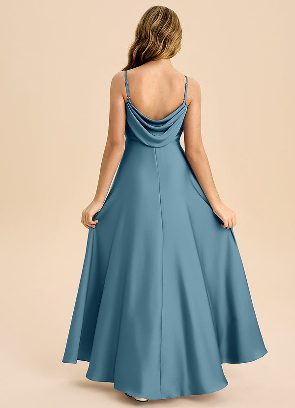 Azazie Bug Junior Robe Trapèze en Satin extensible Plissée Bermude image1