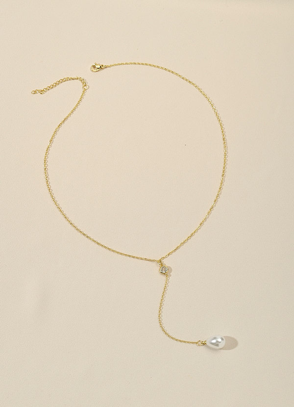 Parel Lariat ketting front