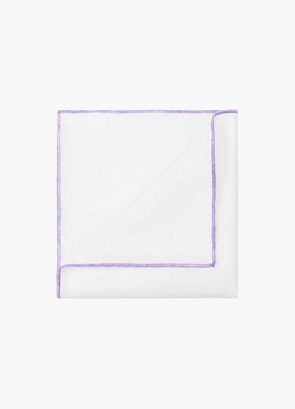 front Weißes, mattes Satin-Einstecktuch mit farbigem Rand