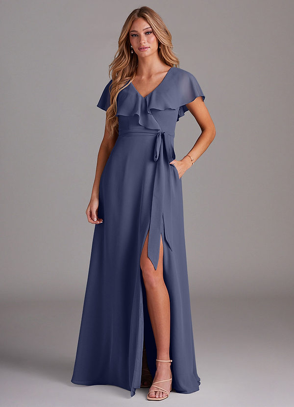 Azazie Lainey Bridesmaid Dresses Stormy A-Line with Pockets Chiffon Dress image1