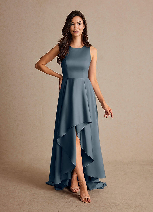 Azazie Niles Vestidos de Madre de la Novia Vestido de Crepúsculo de Satén Elástico de Corte En A con Trenes image1