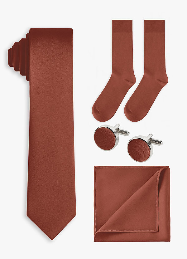 front Matching color 4-Piece Stretch Satin Skinny Tie Set