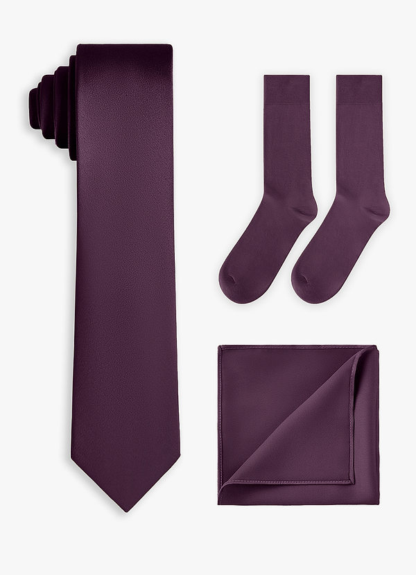 front Matching Stretch Satin Skinny Tie & Pocket Square & Socks Set