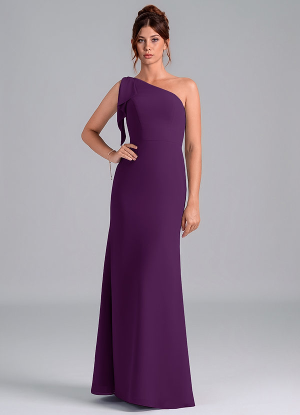 Azazie Rinna Bridesmaid Dresses Grape Mermaid One Shoulder Chiffon Dress image1