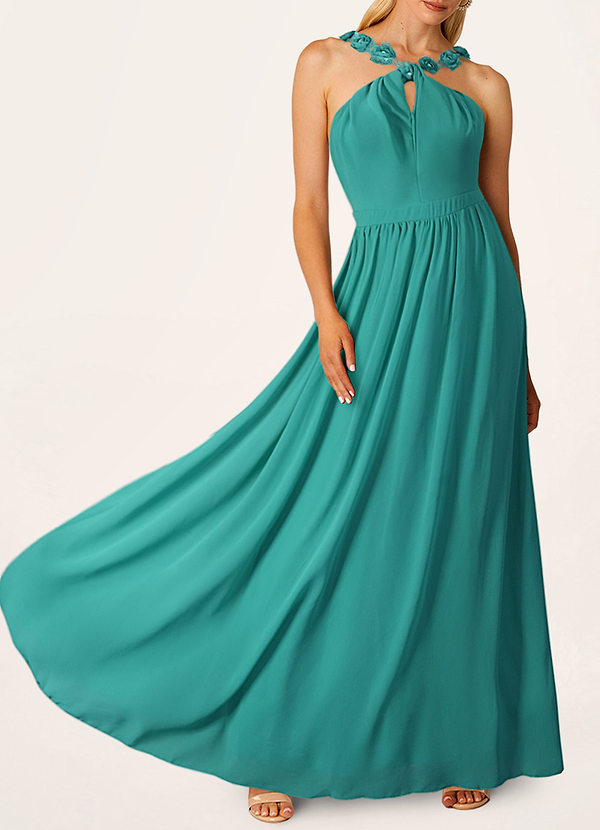 front Elegant Standard Dark Emerald Backless Maxi Dress