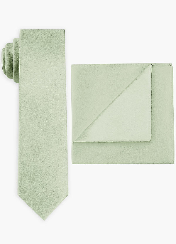 front Metallic Satin Wide Tie and Pocket Square Set