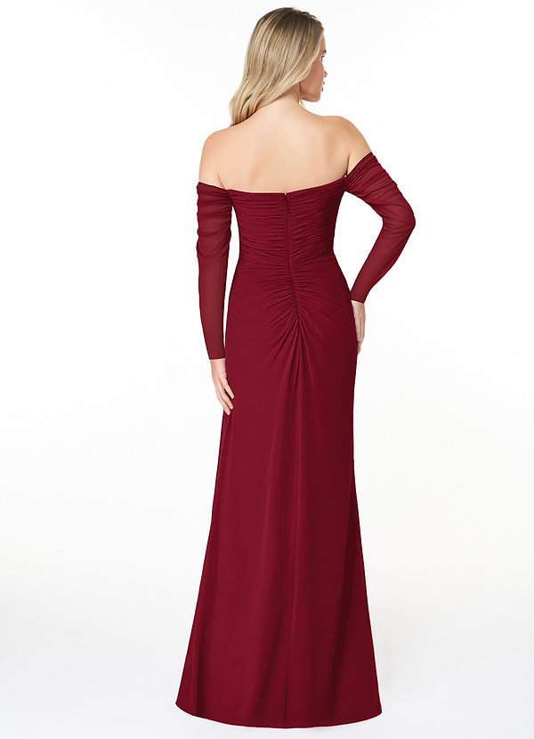 Azazie Jaquelyn Bridesmaid Dresses Sheath Long Sleeve Chiffon Floor-Length Dress image2
